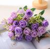 Pink Artificial Rose Bouquet with Greenery, Fake Silk Flowers for Home Wedding Decor