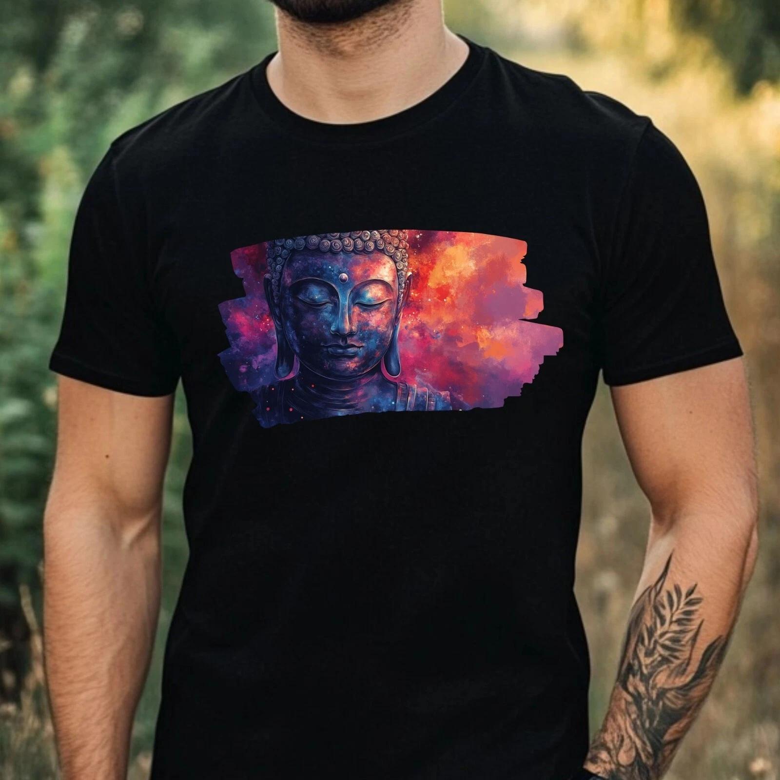 T-Shirt Herren Buddha Portrait Motiv Baumwolle Größe XS bis 5XL L