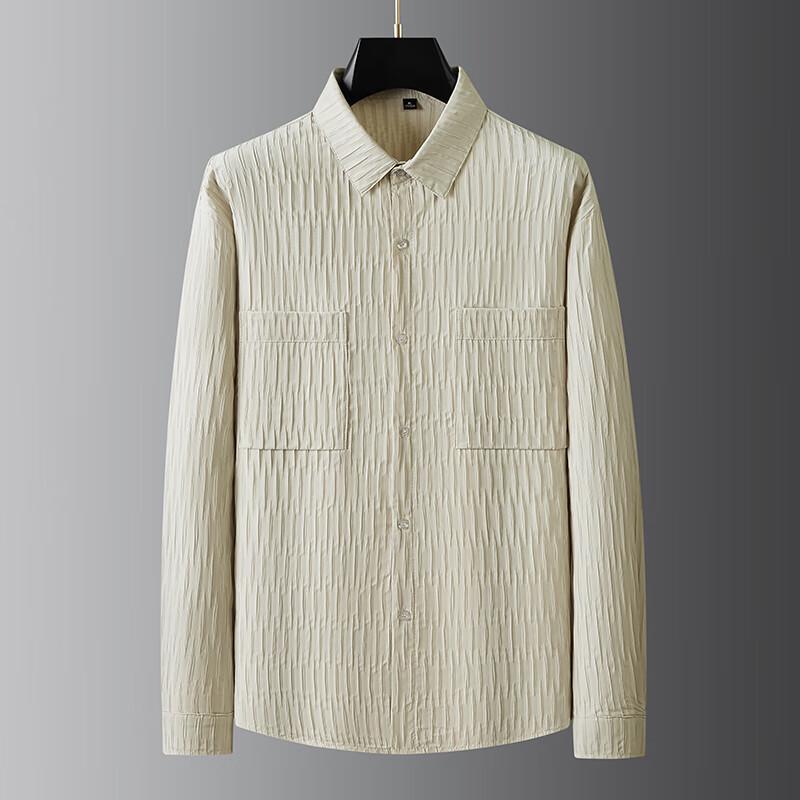 

DIBINZE Men s Plus Size Textured Long Sleeve Casual Shirt 6XL