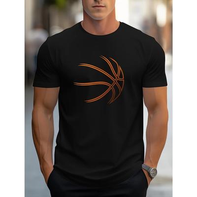2026 Summer Men's Comfortable and Casual Loose Oversized Basketball Patterned Round Neck Short Sleeved T-shirt