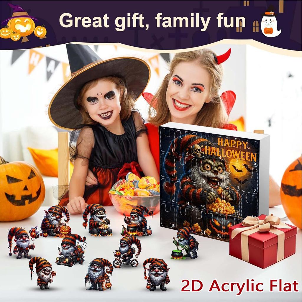 Halloween Gnome Ornaments Acrylic Gnome Christmas Tree Decorations 2D Gothic Dwarf Doll Scary Pendant For Kitchen Fireplace