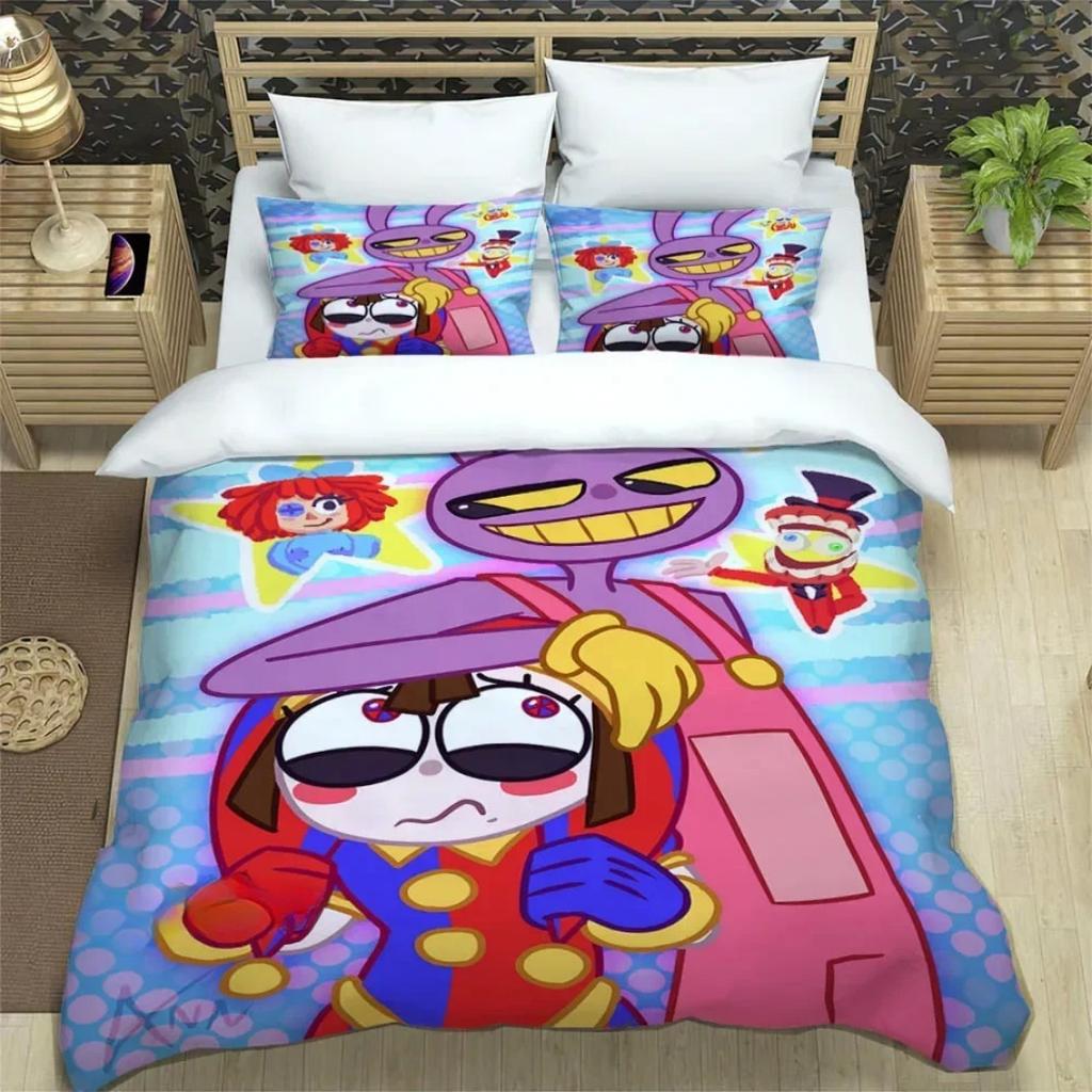 Anime The Amazing Digital Circus Duvet Cover Set 3D Print Digital Circus Bedding Sets For Boys Girls Twin Queen King Size