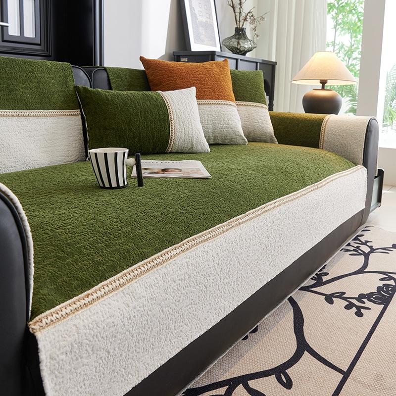 

New Sofa Cushion Retro Style High-End Sense Four-Season Universal Seat Cushion Non-Slip Cat Scratch Straight Row Sofa Cover 70*70cm