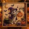 Autumn Home Decoration Halloween Cat Faux Pearl Painting Art Kit Spooky 3D Beads Moonlight Theme Crafts Cute Witch Gem Wall for Adults Craft Lovers