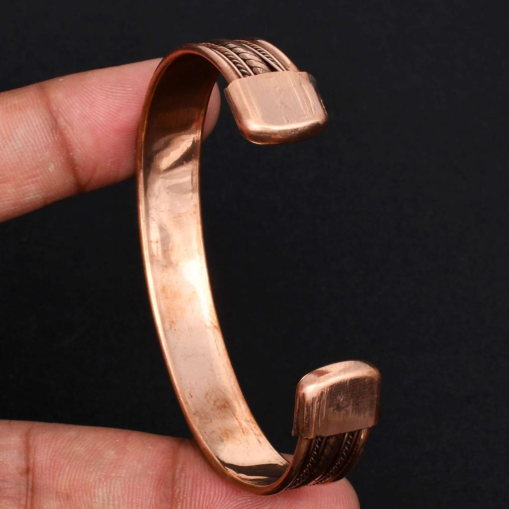 Náramek z krouceného drátu z čisté mědi, Nastavitelný náramek z masivní mědi, Ručně vyráběný měděný šperk, dárek pro muže a ženy