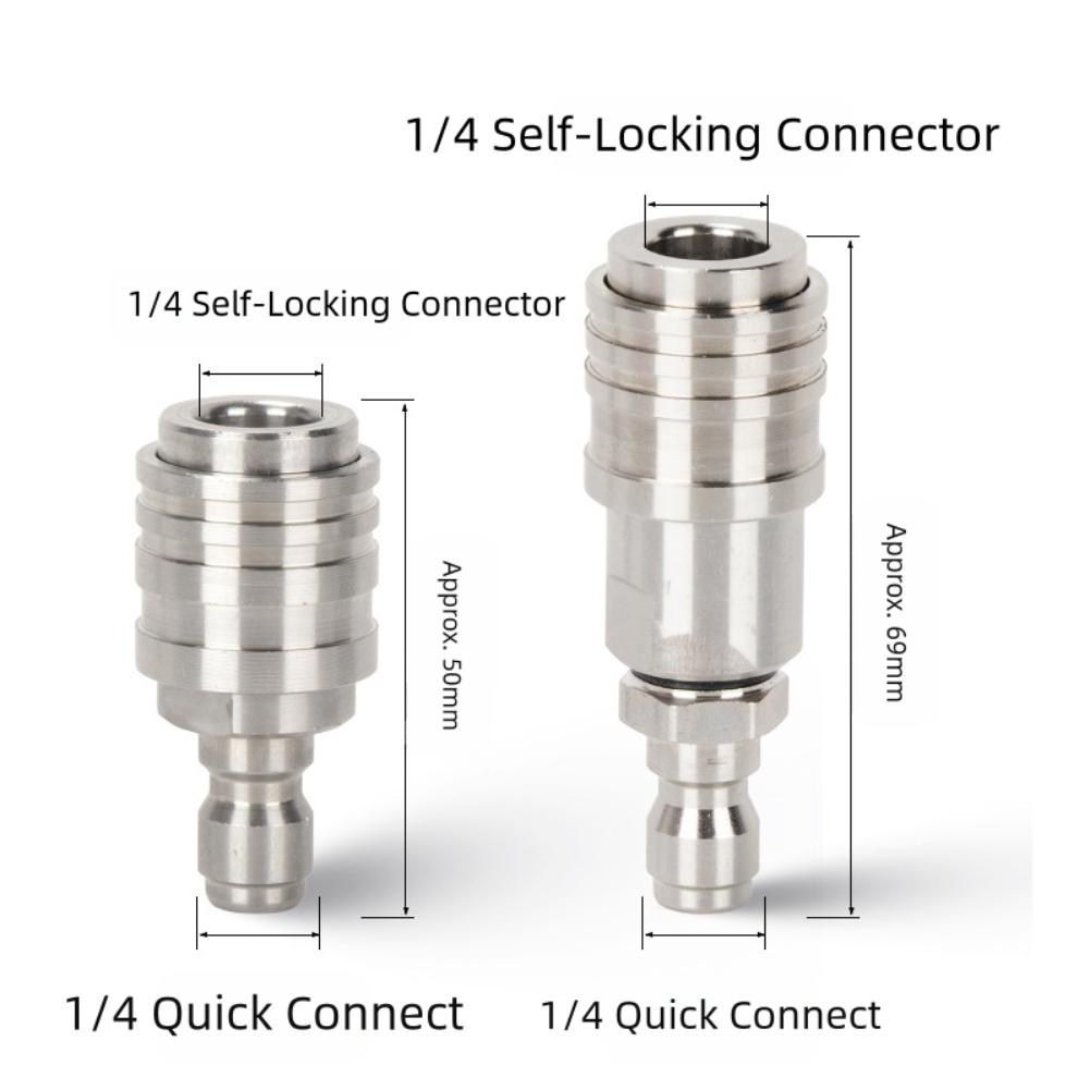 High-pressure Cleaning Machine 1/4 Self-locking Stainless Steel Connector Garden Watering Nozzle Connector Clamp Accessories