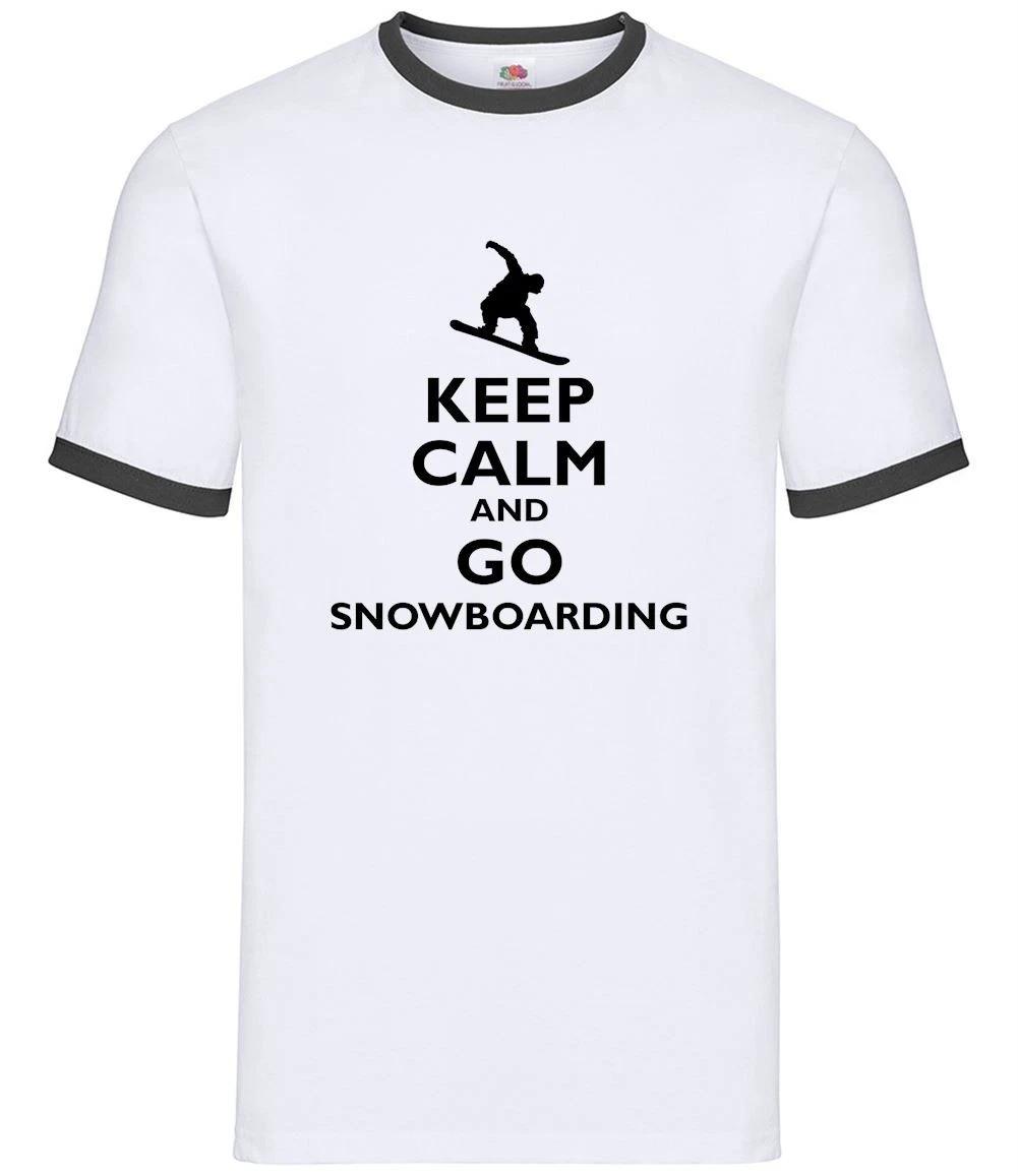 Keep Calm And Go Snowboarding - Mens Ringer - Snowboard Boarder Snow Board XL