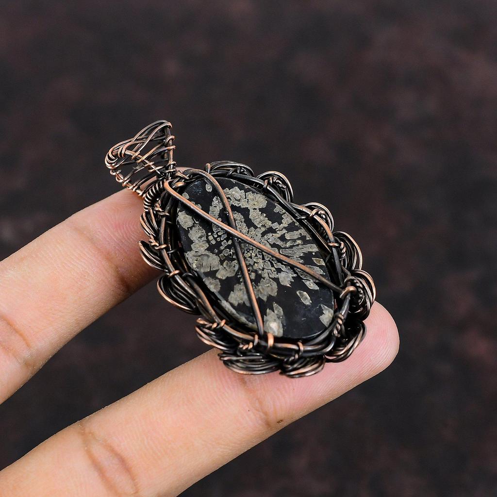 Chrysanthemum Gemstone Pendant Copper Wire Wrapped Pendant Copper Jewelry Handmade Pendant Gift For Her Stylish Pendant Wire Wrapped Jewelry