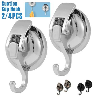 2/4Pcs Suction Cup Hook 15LB Super Suction Wall Hook No Drilling Vacuum Robe Clothes Towel Hook for Kitchen Bathroom Restroom