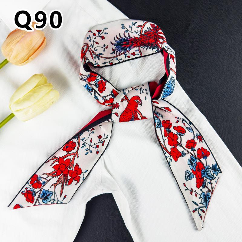 New Long Versatile Silk Scarf Tied Hair Band Bow Letter Floral Streamer Tied Bag Gift Small Silk Scarf