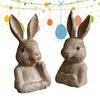 2pcs Resin Rabbit Garden Statues Rabbit Half Body Sculptures Rural Farmhouse Easter Decorations For Table Shelf Yard Patio
