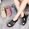 Fashion Summer Women Shoes 2025 New Mesh Peep Toe Breathable Sandals Fashion Soft Comfortable Open Toe Wedge Sandals Beach Casual Shoe