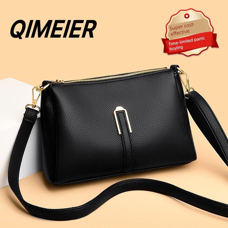 

Genuine Leather Fancy Middle-Aged All-Match Ladies Bags Black