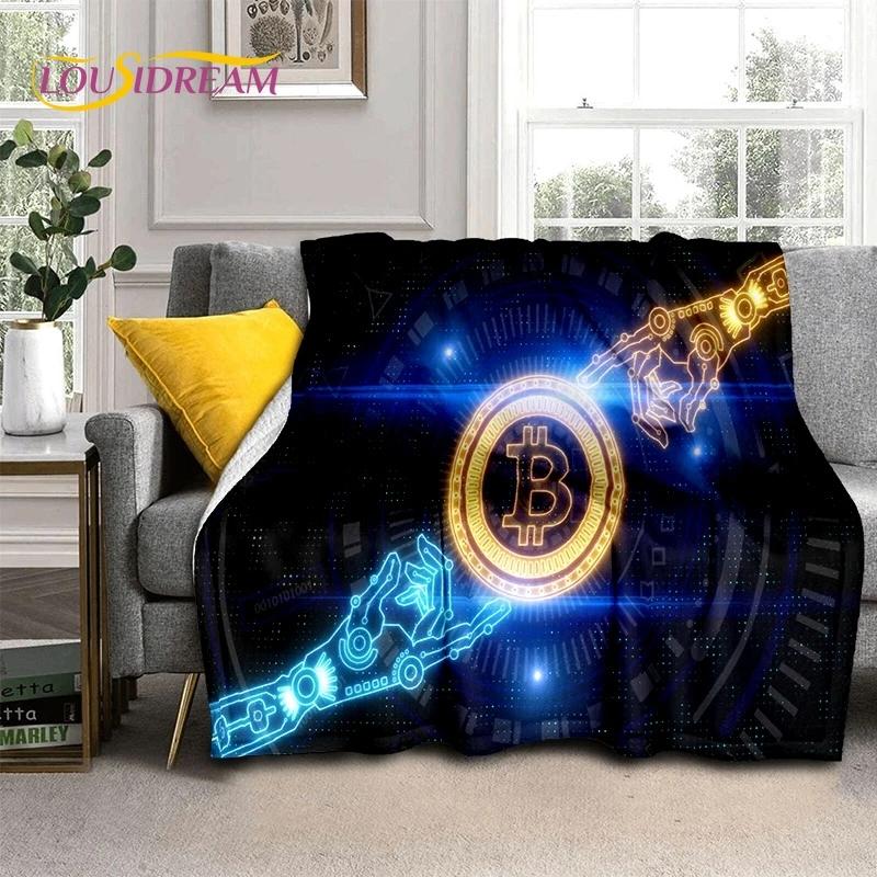 Bitcoin 3D Virtual Currency NFT Blanket,Soft Throw Blanket for Home Bedroom Bed Sofa Picnic Travel Office Cover Blanket Kid gift