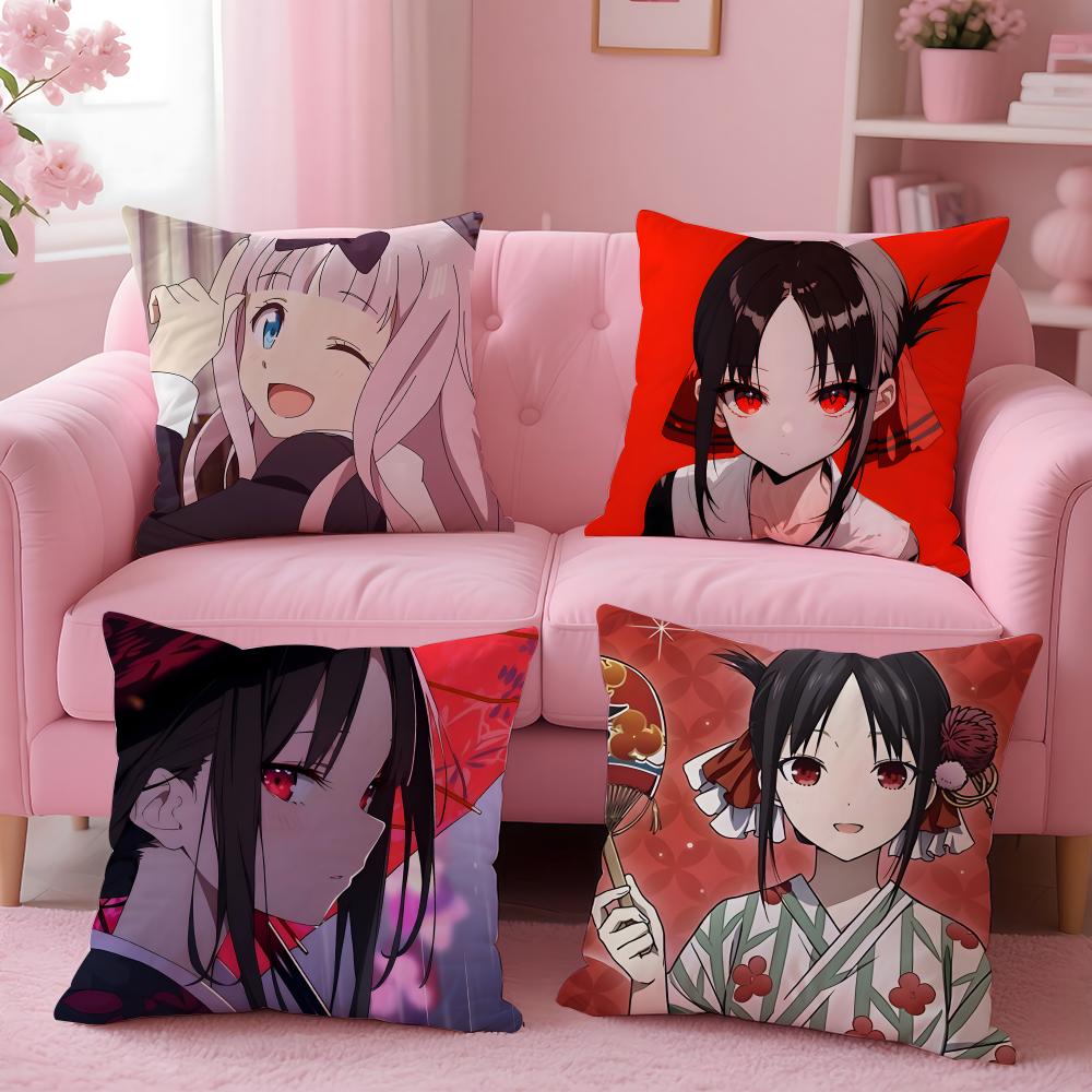 Anime Kaguya-Sama Love Is War Cushion Cover Cushion Cover Set 4Pcs 50X50 45X45 40X40 Pillowcase Decorative Sofa Home Decor