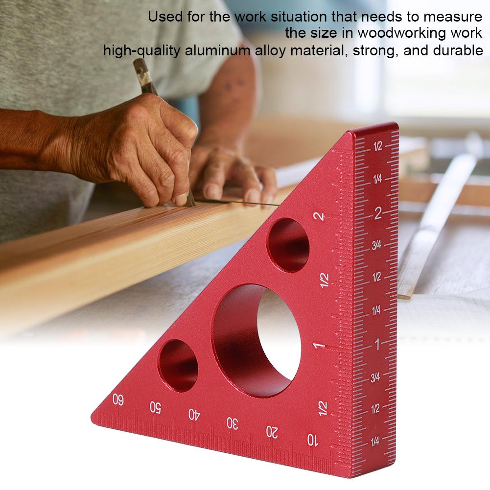 2in/6cm Right Angle Triangle Height Ruler Aluminum Alloy Woodworking Measuring Tool