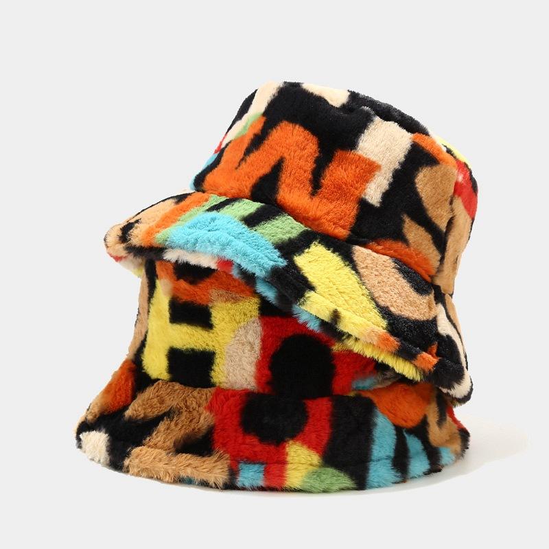 European and American Creative Hats for Women, Autumn and Winter New Colorful Numbered Print Bucket Hats, Versatile and Fashionable Outdoor Outing Pot