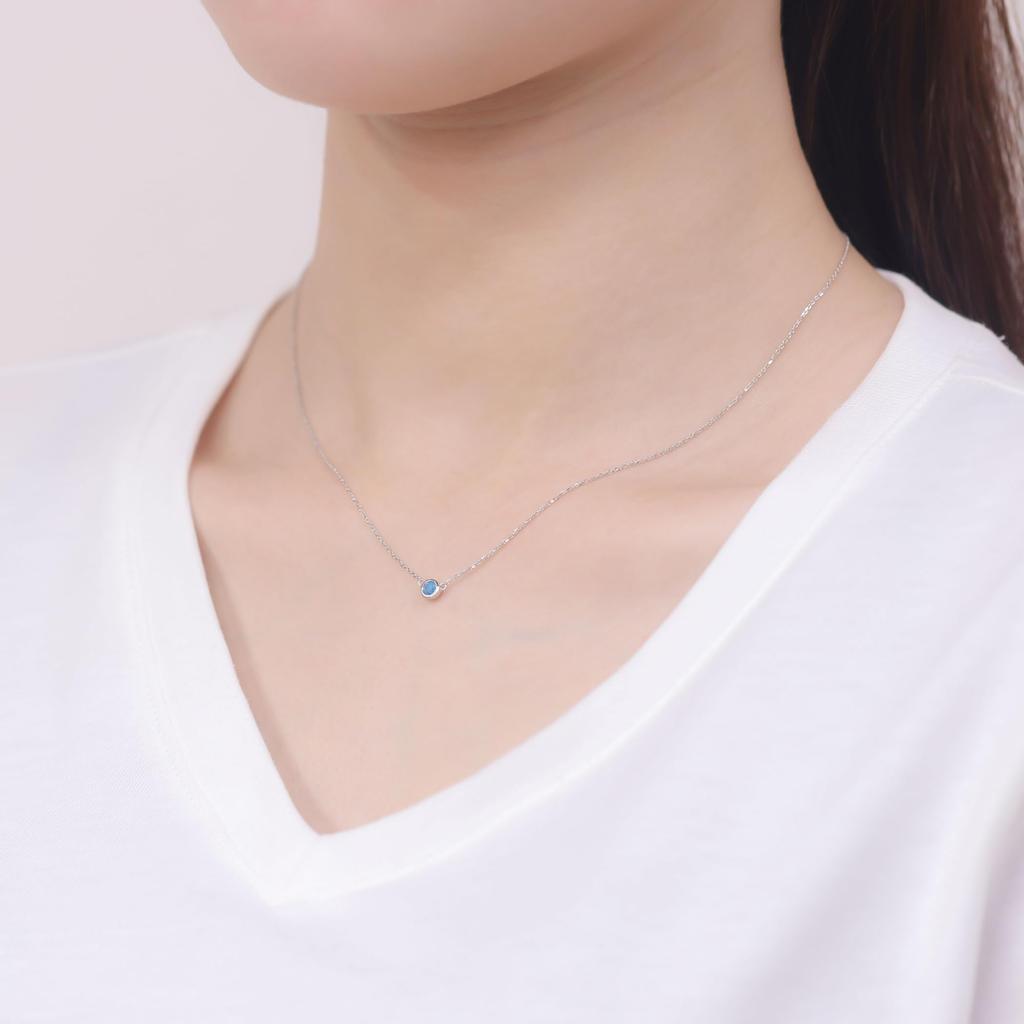 Estelle Official Online Exclusive Women's Silver Rhodium-Plated Necklace with November Birthstone Blue Topaz (Product Code: 0773-0900-0019-0000)