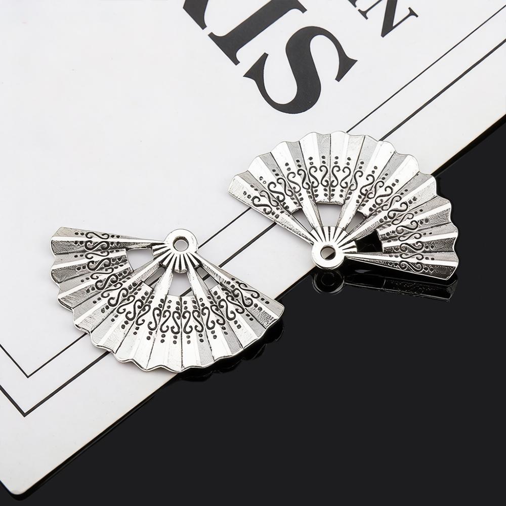 10 Stück Vintage Charms Fächer 21x33mm Antiker Legierungsanhänger Antiker Haarschmuck Bastelzubehör DIY Handgemachtes Handwerk Ohrring Choker