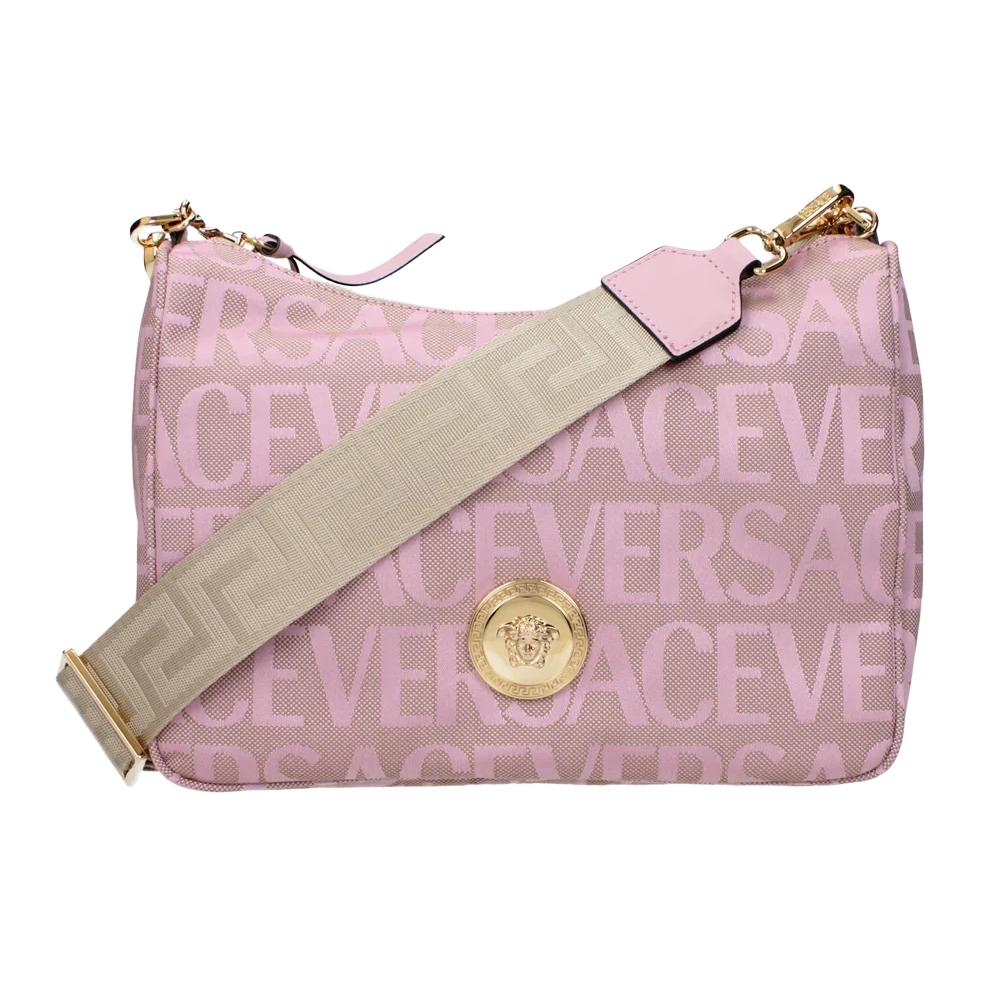 Versace Logo Gold Accessories Fabric Medium Shoulder Bag Women Shoulder Bag Pink 10028771A151822PL5V