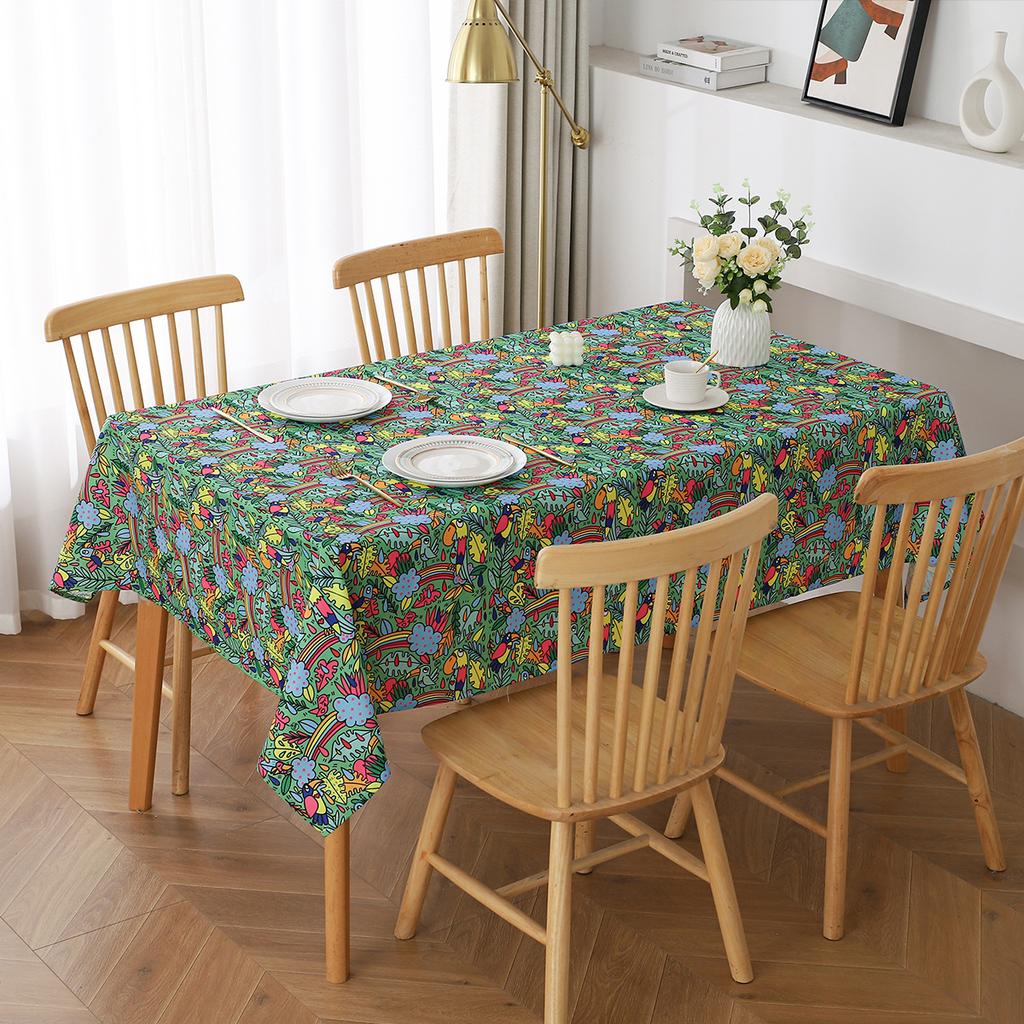 Tablecloth Forest Flowers Rectangle Dining Table Cloth Bohemian Waterproof Round Table Cloth
