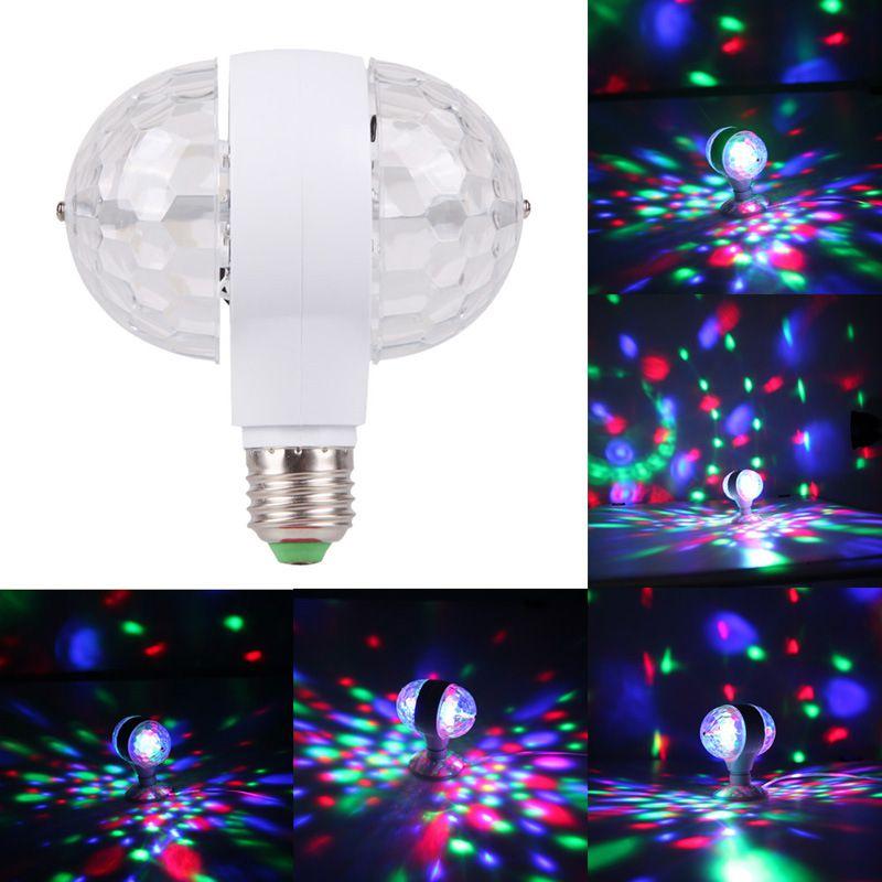 E27 Doubleheaded 6w Led Ball Stage Rgb Light Bulb Rotating Lamp Ktv Party Disco
