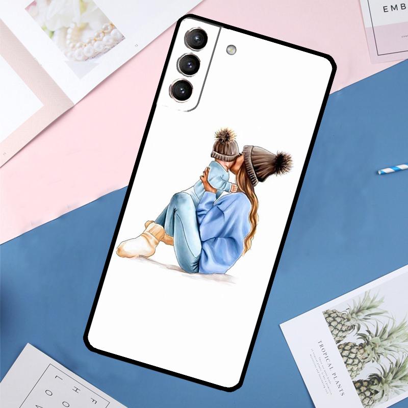 Baby Mama Tochter Mädchen Sohn Papa Hülle Für Samsung Galaxy S25 Ultra S24 S23 S22 S21 Ultra S9 S10 Plus S23 FE S25 FE Rückabdeckung