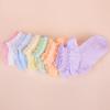 Kids Girls Fashion Solid Color Lace Trim Breathable Mesh Short Cotton Socks