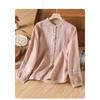 Retro Embroidered Cotton Linen Stand Collar Loose Long Sleeve Women's Shirt Spring Tops