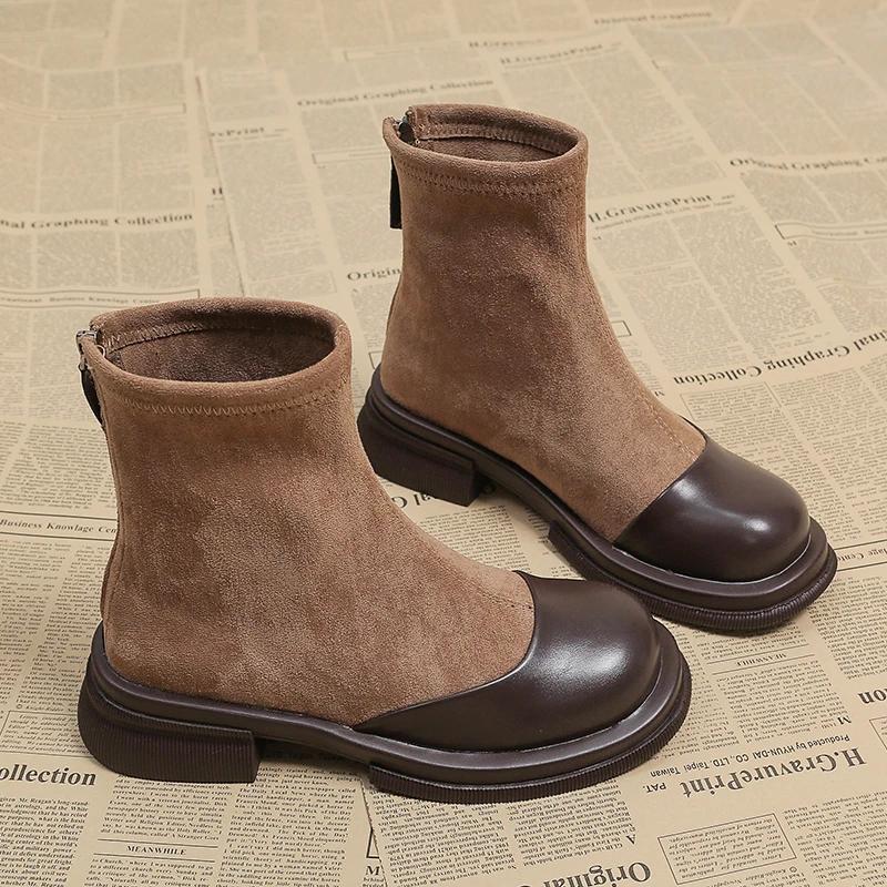 Fashion 2024 High Quality Women's Shoes Back Zip Women's Boots Fashion Round Toe Modern Boots Women Brand Short Plush Ankle Bootszapatos