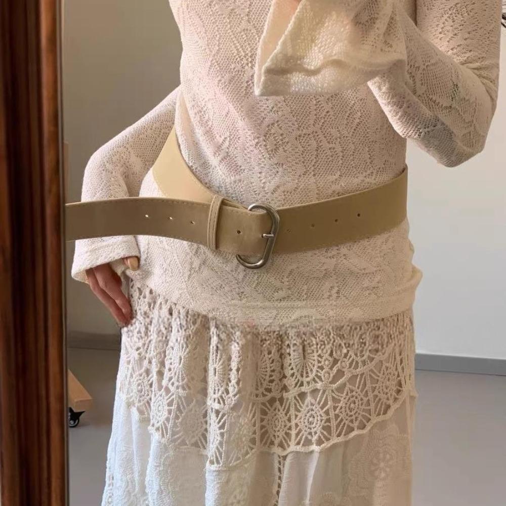 Casual Suede Leather Wide Belt Retro Waist Strap New Pin Buckle Waistband Women