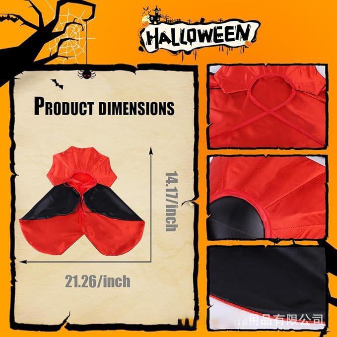 Halloween Cat Dog Costume, Witch Cape, Vampire Pet Cloak, Small Dog Cat Cosplay Outfit for Party, Adjustable Size