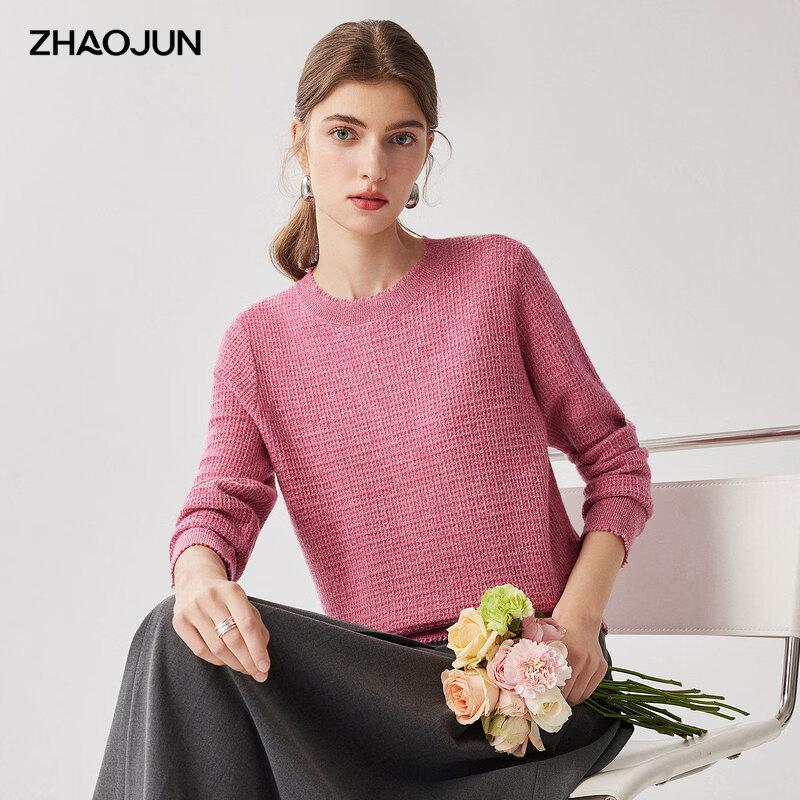 Zhaojun Women's 100% Cashmere Plaid Knitted Sweater