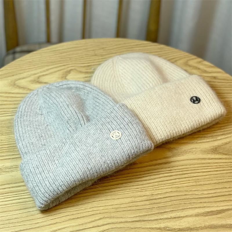 Rabbit Fur Woolen Hat for Women Autumn and Winter New Korean Version Versatile Thickened Warm Hat Ear Protection Rabbit Fur Knitted Hat