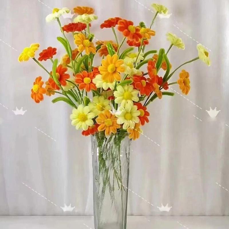 Barevné chryzantémy sedmikrásky chenilkové stonky materiál 1081 (Styl stonku květu)