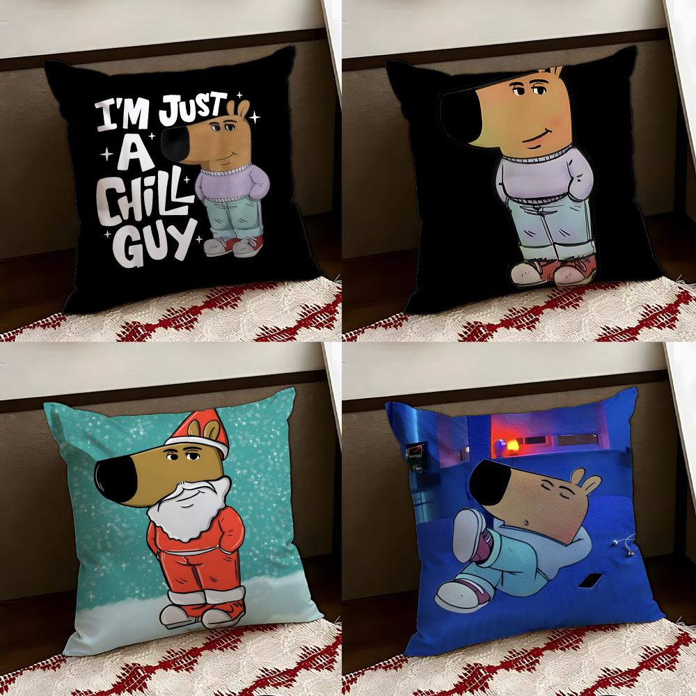 Anime CChill GGuy Cushion Cover Reversible Soft Durable Pillow Cover Home Car MultiScene Use for Daily Comfort