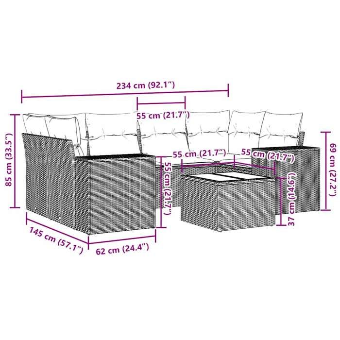 VidaXL Garden Lounge Set with Cushions 7 Pcs, Patio Sofas, Patio Furniture Set, Outdoor Furniture, Grey 3254659
