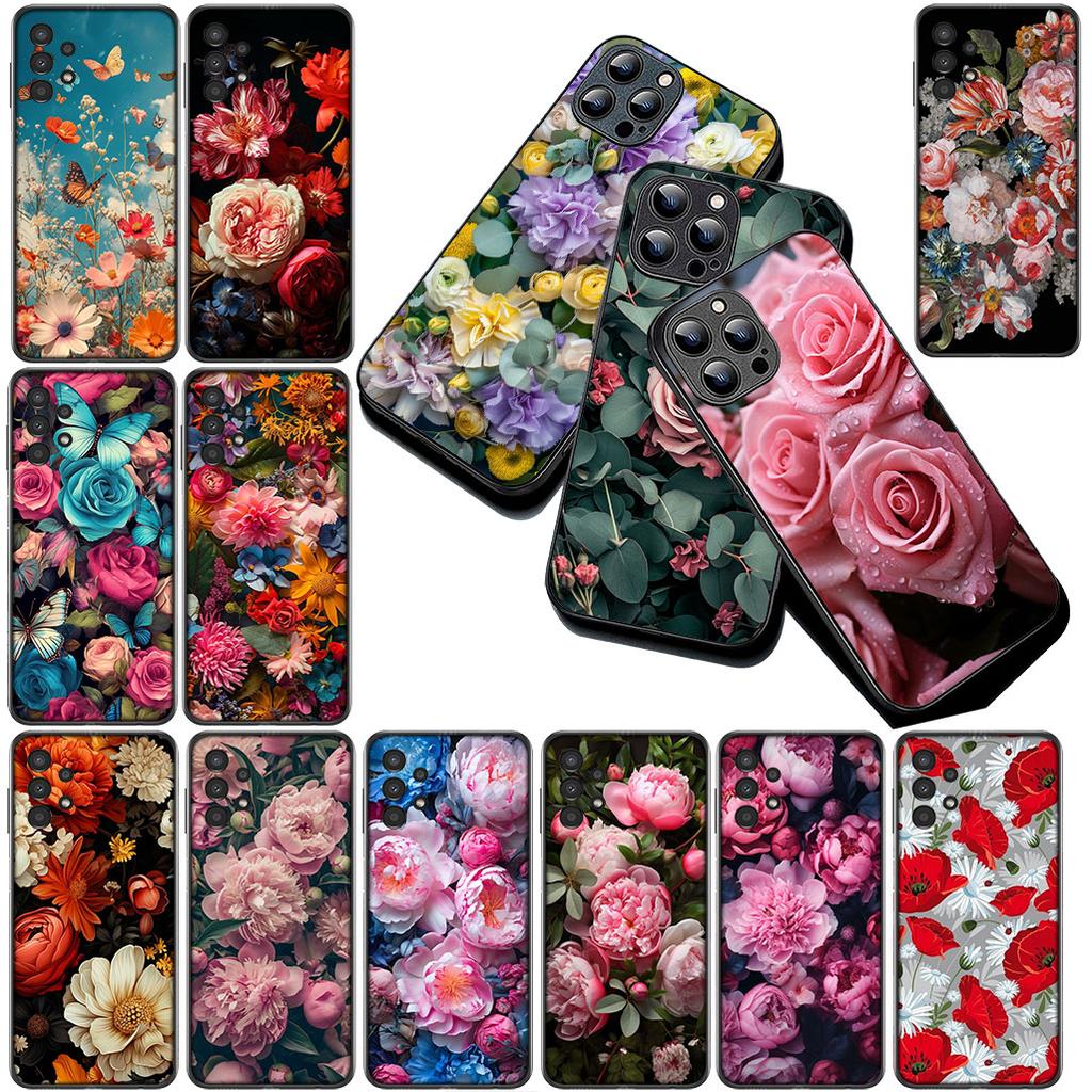 Cover for Apple iPhone 12 13 Pro XS Max Mini ProMax X XR Air 13Pro Casing Phone Case Elegant Pink Rose Flower Bloom Peony