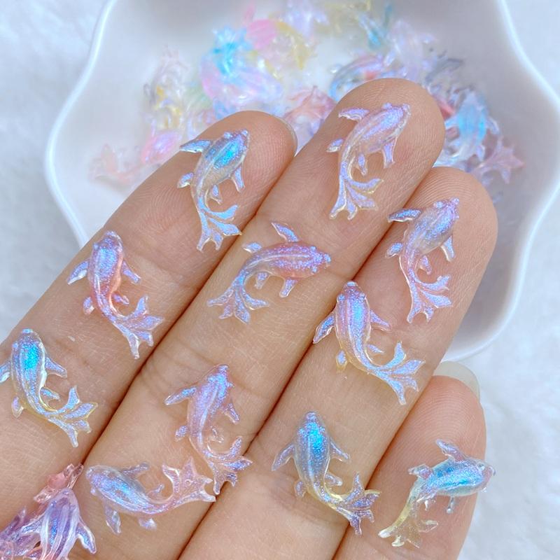 100pcs Kawaii Cartoon Animal Dolphins, Goldfish Nail Rhinestones Gems Glitter Scrapbooking DIY Jewelry Craft Decoration Accessor