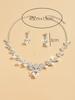 3PC Women's Flower Pearl Zircon Set with rhinestone necklace, earrings, Zircon accessories, party and holiday gifts