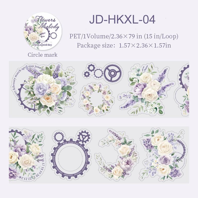 

Flower Memody Series Vintage Floral Gear Border Landscape PET Tape Creative DIY Journal Material Collage Scrapbooking Stationery