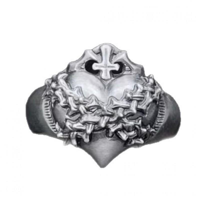 Adjustable Open Ring Men Women Vintage Thorn Heart Design Copper Jewelry Retro Punk Hip Hop Accessory