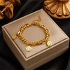 Gold Plated Stainless Steel Double Layer Heart Charm Bracelet