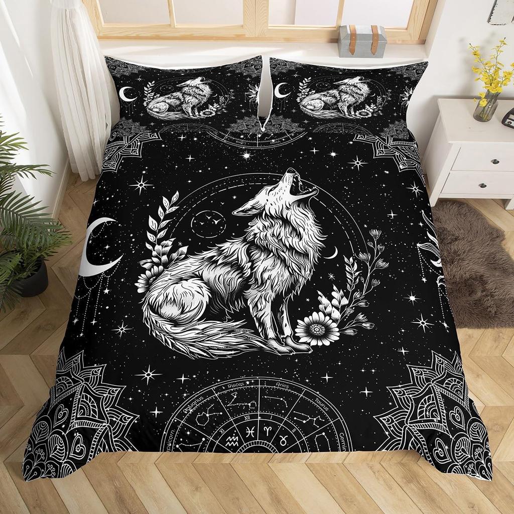 Wolf Bedding Sets Twin Queen King Size Wild Animal Theme Duvet Cover Set For Kids Teens Adults Room Decor 2 Pillowcases No Quilt