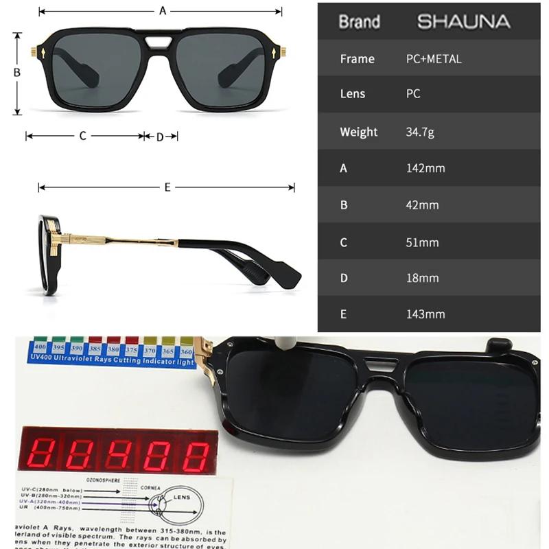 SHAUNA Retro Doppelstege Quadratische Sonnenbrillen für Damen mit Farbverlauf, modische Herren-Sonnenbrille, UV400