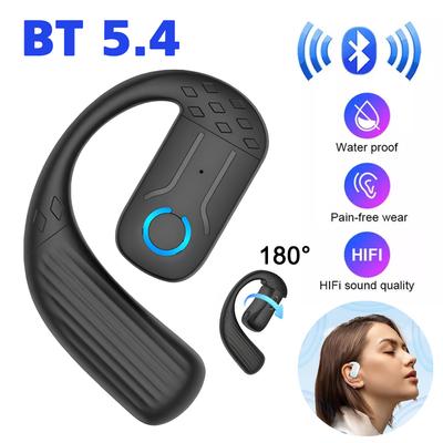 Vezeték nélküli Bluetooth 5.4 fülhallgató 180°-ban forgatható fülkampóval, HIFI sztereó hangzással, mikrofonnal, HD hívással, nyitott egyfüles headset játékozáshoz, zenehallgatáshoz, sporthoz