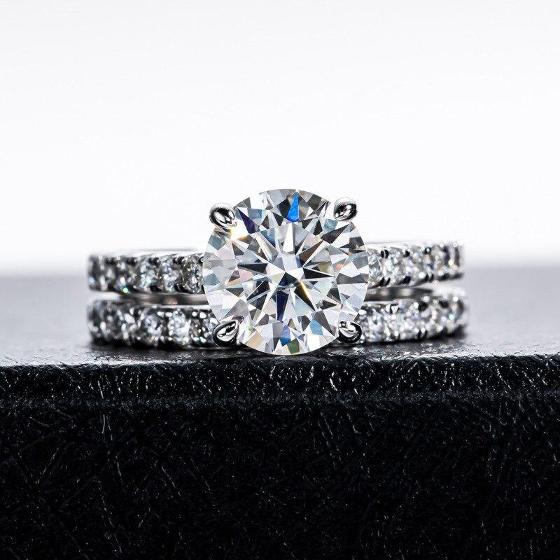 Bague Ringen Inel de lux Moissanite Culoare D 3.0 Ct Bijuterii pentru femei din argint 925 cu design cu patru gheare Seturi de mireasă pentru nuntă