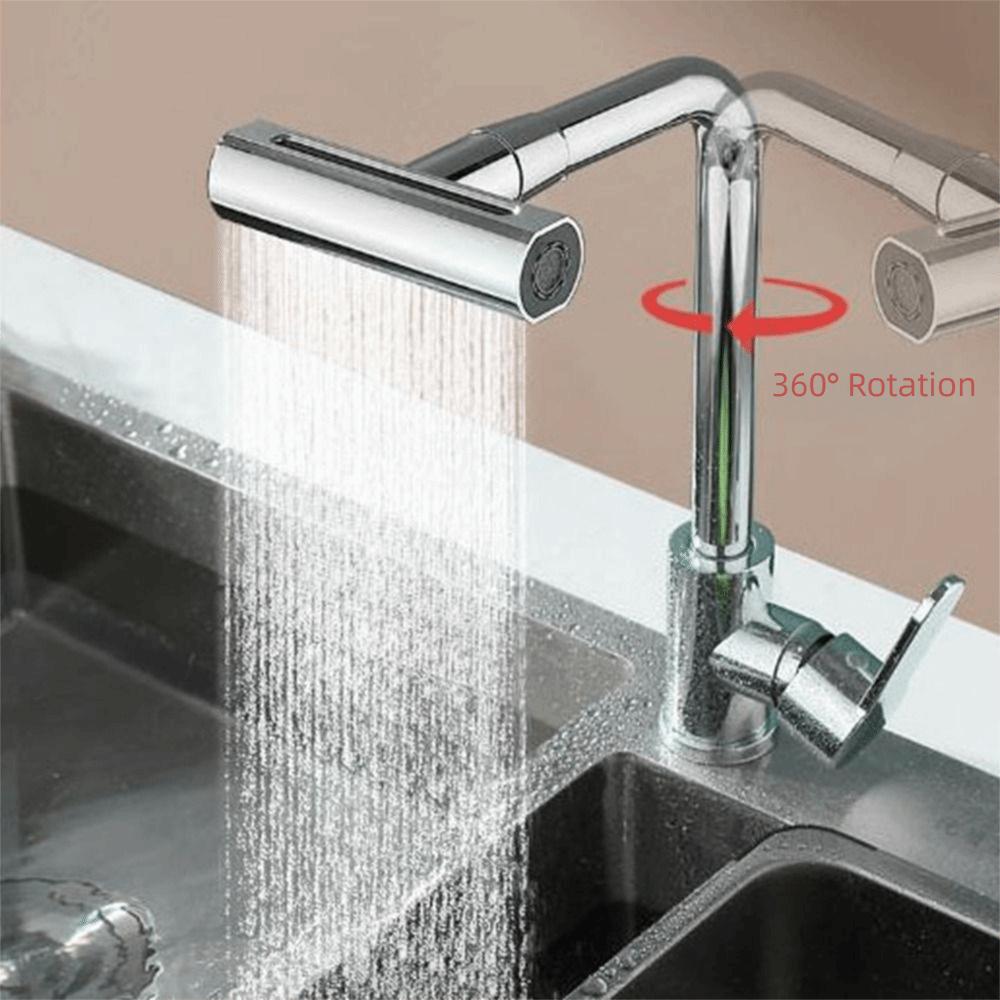 Hot Cold Single Hole 4 Modes Waterfall Faucet Sink Splash-proof Faucet  Bathroom