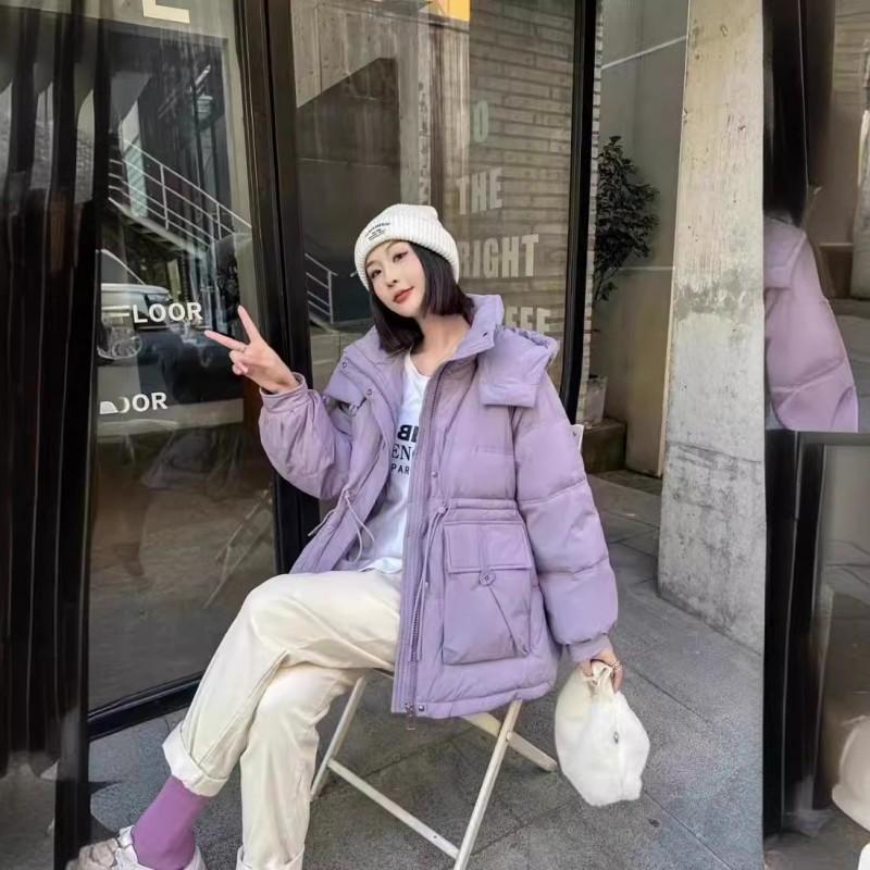 Womens Mid-Length Puffer Jacket Thick Warm Down Coat Slim Fit With Pockets Winter