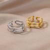 18k Gold Plated Men's Adjustable Geometric Stainless Steel Ring - Korean Style
